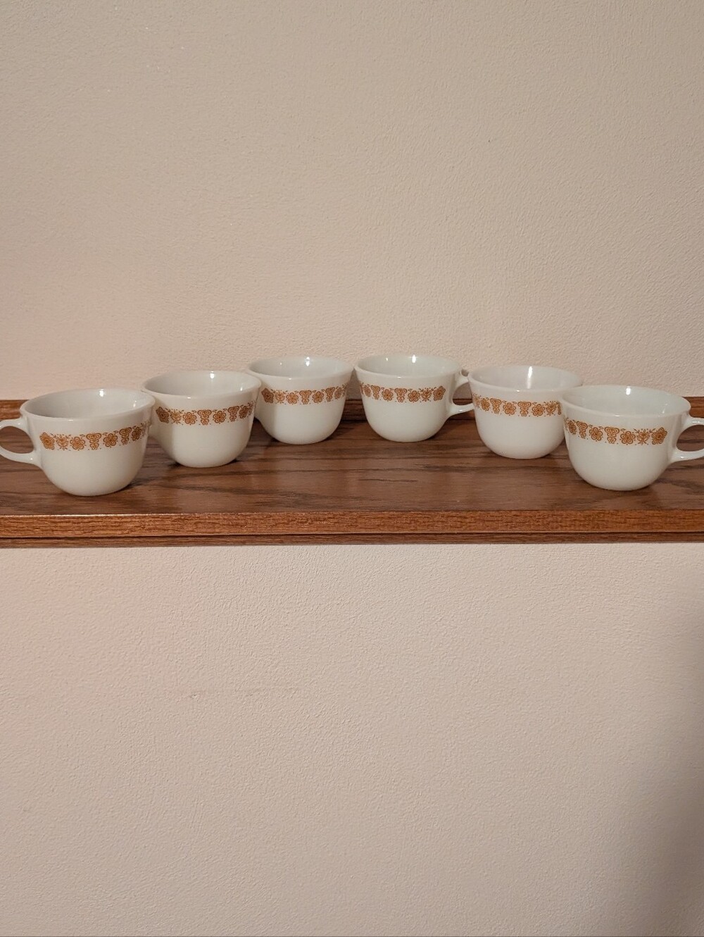 Vintage Pyrex USA Milk Glass Butterfly Gold Diner Mugs Set Of 6